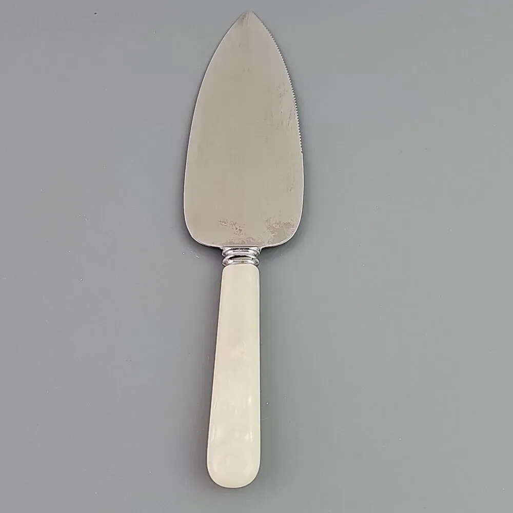 Vintage Wedding Cake Server Sheffield England Pearlized Handle Stainless Steel
